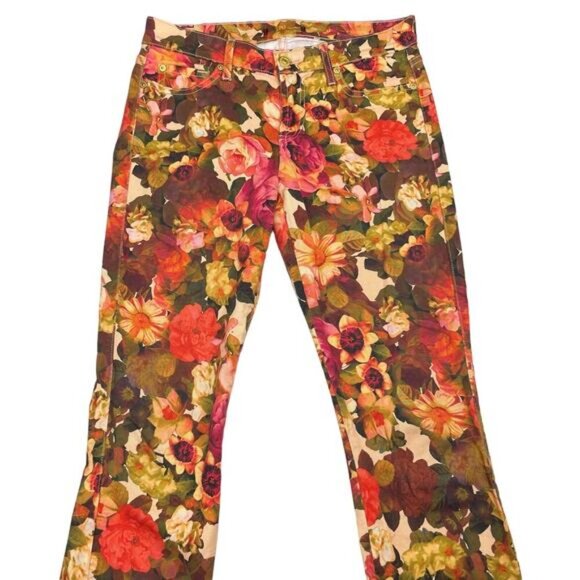 7 FOR ALL MANKIND Skinny Ankle Leg Pant Sz 26 Floral Print Multicolor - Picture 3 of 9